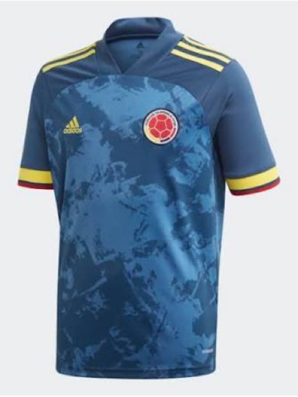 adidas Blue Colombia National Team Football Jersey with Yellow Accents